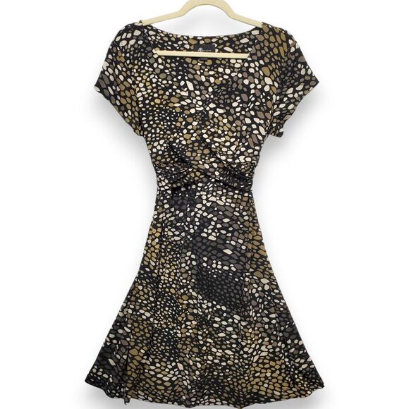 AB Studio Flounce‎ Dress Short Sleeve Large Black Frill Casual Career - Picture 1 of 10